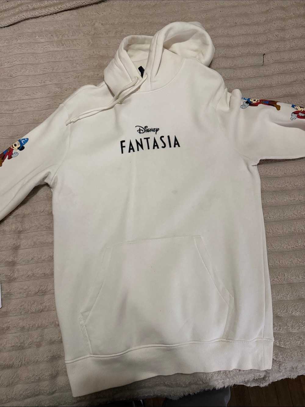 Disney Fantasia Men's Off-White Hoodie with Character Sleeve Art